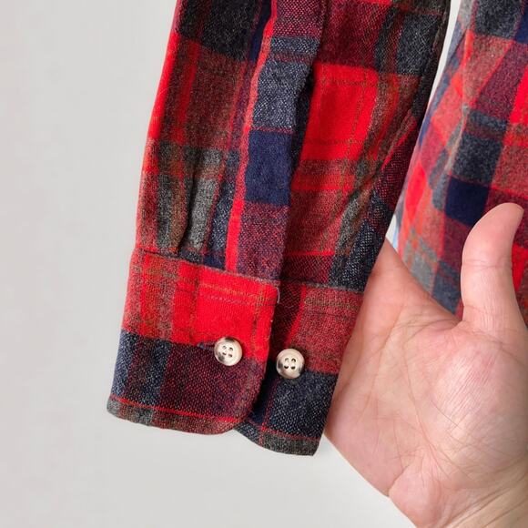 Vintage 100% Wool Shacket Flannel Shirt Grunge Cabincore Plaid Heritage L - Picture 5 of 9